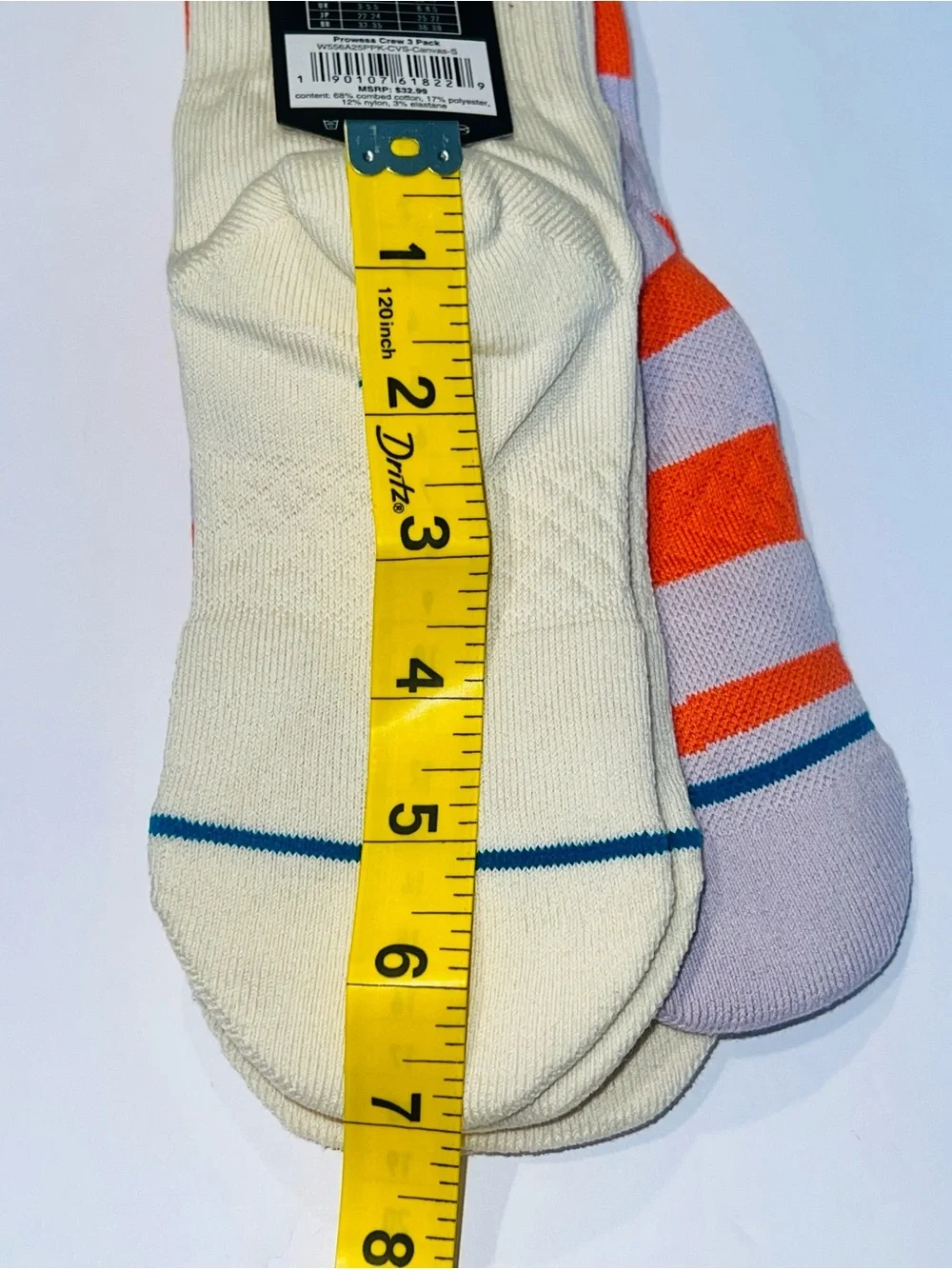 NWT Stance Prowess 3-Pack Crew Socks Women's Small in Coral Canvas